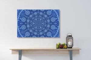 Obraz okrasná Mandala s krajkou v modré barvě - 60x40 cm