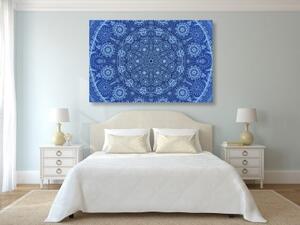 Obraz okrasná Mandala s krajkou v modré barvě - 60x40 cm