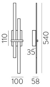ACB Iluminacion Nástěnné LED svítidlo SHADOW, v. 54 cm, 12W, CRI90, CCT switch 2700-3000K Barva: Černá, Stmívání: TRIAC