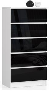 Avord Komoda Kuba 60 cm - 5 šuplíků bílá/černá