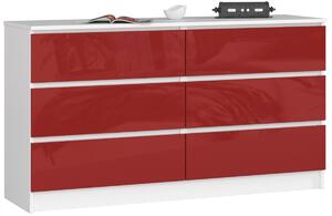 Ak furniture Komoda Rollo K 138,4 cm bílá/červená