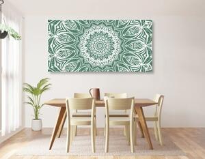 Obraz Mandala harmonie na zeleném pozadí - 100x50 cm