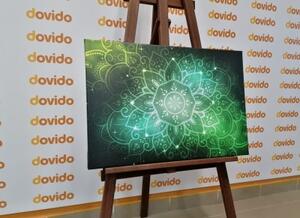 Obraz Mandala s galaktickým pozadím v odstínech zelené - 60x40 cm