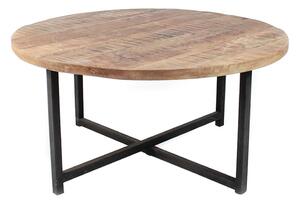 Černý konferenční stolek s deskou z mangového dřeva LABEL51 Dex, ⌀ 60 cm