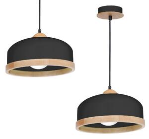 Závěsné svítidlo Studio, 1x dřevěné/černé kovové stínítko, (fi 32cm), b/br