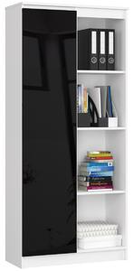 Ak furniture Regál Rexa 80 cm 1 skříňka a 4 police bílý/černý