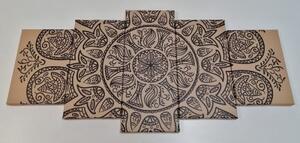 5-dílný obraz Mandala s abstraktním přírodním vzorem - 100x50 cm