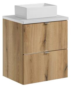 Comad Závěsná skříňka Nova Oak Gaja I s deskou a umyvadlem 50 cm dub coast evoke/bílá