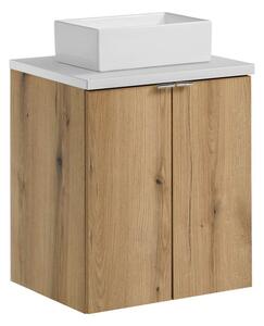 Comad Závěsná skříňka Nova Oak Gaja II s deskou a umyvadlem 50 cm dub coast evoke/bílá