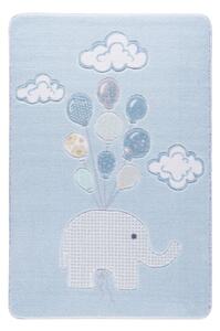 Dětský světle modrý koberec Confetti Sweet Elephant, 133 x 190 cm