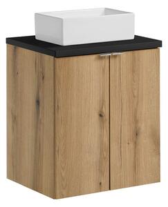 Comad Závěsná skříňka Nova Oak Gaja II s deskou a umyvadlem 50 cm dub coast evoke/černá