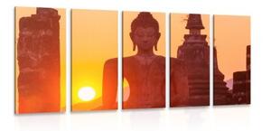 5-dílný obraz socha Buddhy uprostřed kamenů - 100x50 cm