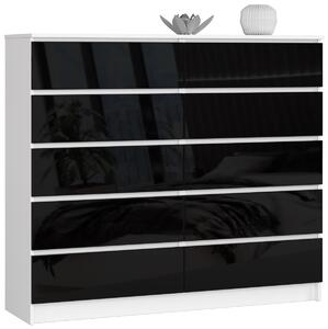 Ak furniture Komoda Kuba 140 cm 10 šuplíků bílá/černá