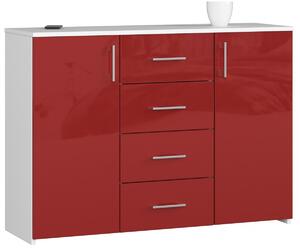Ak furniture Komoda Torvi K 110,4 cm bílá/červená lesklá