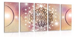 5-dílný obraz okouzlující Mandala - 100x50 cm