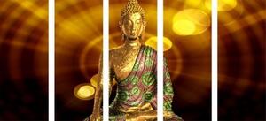 5-dílný obraz socha Buddhy s abstraktním pozadím - 100x50 cm
