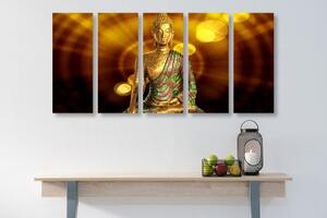 5-dílný obraz socha Buddhy s abstraktním pozadím - 100x50 cm
