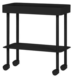 NOO.MA Černý odkládací stolek Nolle zásobník a police 60 × 30 × 57,5 cm