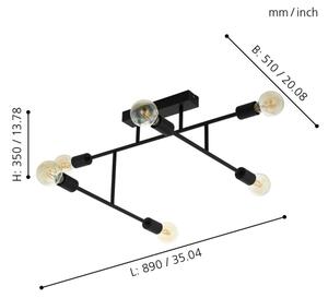 Eglo 98034 - Přisazený lustr BELSIANA 6xE27/40W/230V černá