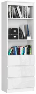 Ak furniture Knihovna Star 60 cm bílý mat/bílý lesk