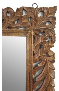 Zrcadlo v rámu z mangového dřeva, ručně vyřezávané, přírodní úprava, 90x3x150cm (8F)