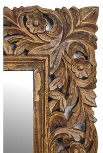 Zrcadlo v rámu z mangového dřeva, ručně vyřezávané, přírodní úprava, 90x3x150cm (8J)