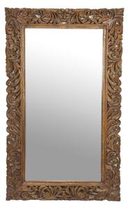 Zrcadlo v rámu z mangového dřeva, ručně vyřezávané, přírodní úprava, 90x3x150cm (8J)
