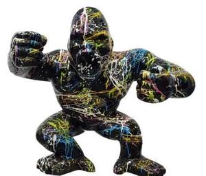 Dekorativní socha Gorila XL černá s barvou 70 cm
