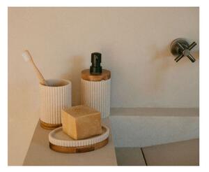 Andrea House, Béžový držák na mýdlo v koupelně z pryskyřice a dřeva | béžová / hnědá
