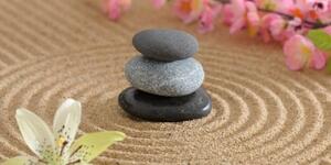 Obraz Zen kameny v písku - 100x50 cm