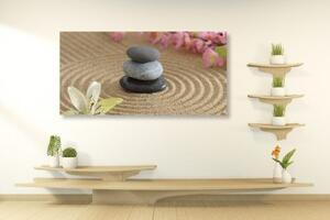 Obraz Zen kameny v písku - 100x50 cm