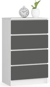 Ak furniture Komoda Kuba 60 cm - 4 šuplíky bílá/grafitová