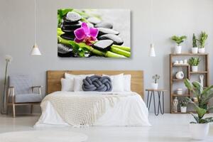 Obraz Spa zátiší s fialovou orchidejí - 90x60 cm