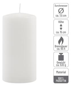 Bílá parafínová svíčka 15 cm, 65 h hoření, 6 ks
