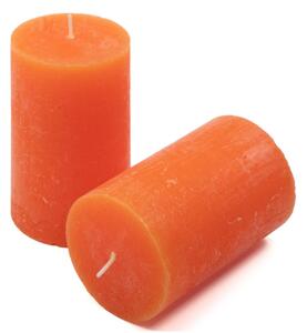 Oranžová parafínová svíčka rustikální 11,5 cm, 40 h, 6 ks