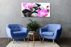 Obraz kouzelná souhra kamenů a orchideje - 100x50 cm