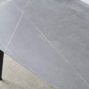 Jídelní stůl LUCIAN šedý mramor/černá, šířka 130 cm