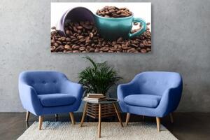 Obraz šálky s kávovými zrnky - 100x50 cm
