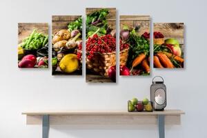 5-dílný obraz čerstvé ovoce a zelenina - 100x50 cm