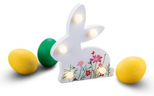 Jarní dekorace bílý zajíc s LED