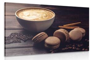 Obraz káva s čokoládovými makrónkami - 60x40 cm