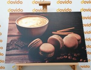 Obraz káva s čokoládovými makrónkami - 60x40 cm