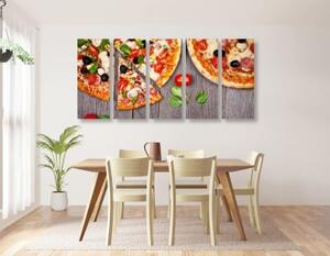 5-dílný obraz pizza - 100x50 cm