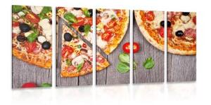 5-dílný obraz pizza - 100x50 cm
