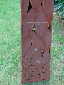 Zahradní gril na dřevo Jehlan s listy 158 cm rezavý