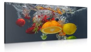 Obraz pád ovoce do vody - 100x50 cm