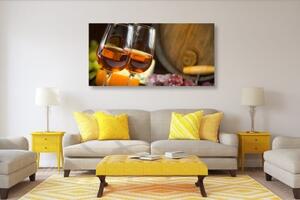 Obraz růžové víno v pohárech - 100x50 cm