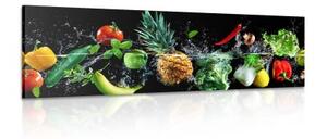 Obraz organické ovoce a zelenina - 150x50 cm