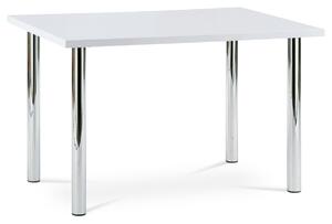 Jídelní stůl AT-1914B WT 120x75 cm, vysoký lesk bílý/chrom