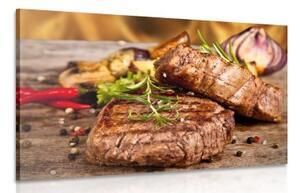 Obraz grilovaný hovězí steak - 90x60 cm